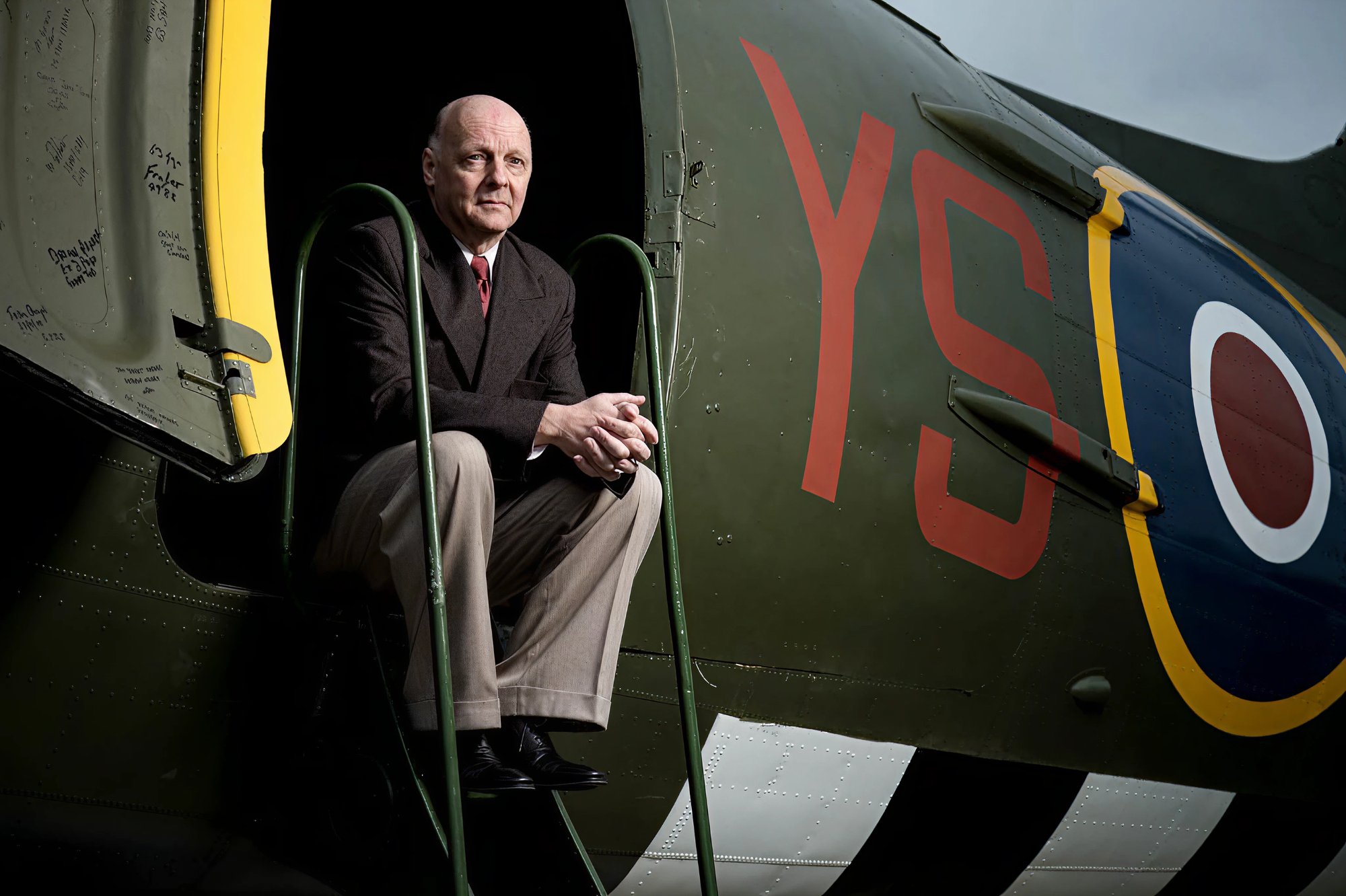 Neil Barber sat in a Horsa glider